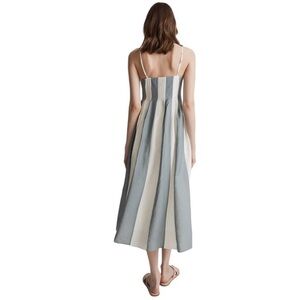 Madewell Striped Blue and Cream Midi Sundress with Spaghetti Straps